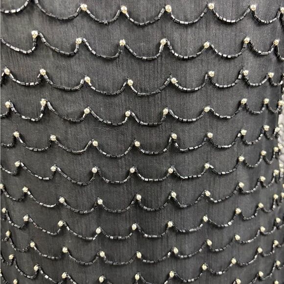 NWT Vintage Laurence Kazar Silk Beaded Mesh Top Blouse Art Deco Glam - Picture 5 of 9